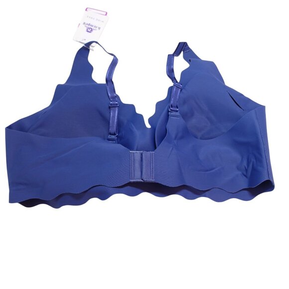 NWT b.tempt'd by Wacoal b.wow'd Wirefree Bralette Bra Sz 2XL Blue Scalloped Edge - Picture 3 of 6